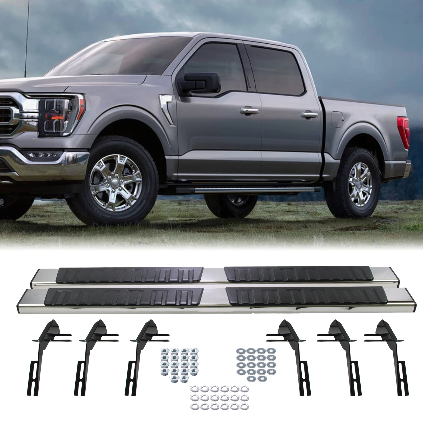 

Side Step Running Boards for 15-22 Ford F-150 F-250 F-350 Super Duty Crew Cab