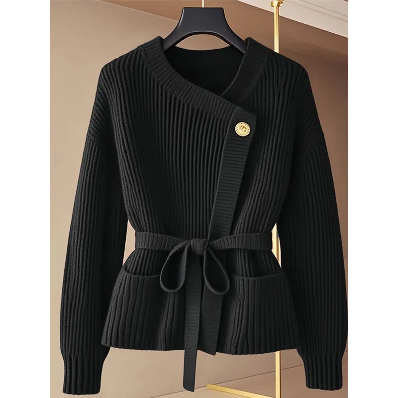 سترة شتوية من Herfst Trui Jas Vrouwen، وضع المزاج المتطابق تمامًا Truien Vrouwelijke Lange mouwen Elegante Top Dames