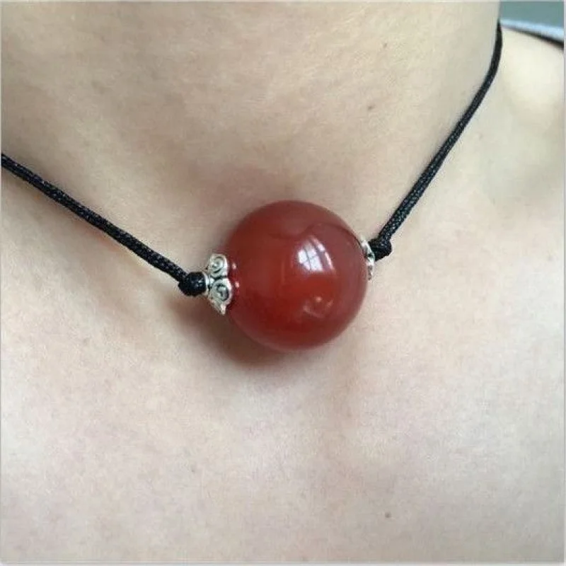 

Natural bead , lucky charm pendant, red agate birthday gift for men and women