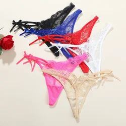 Sexy arco tentação cuecas de renda cinto fino g-string calcinha de cintura baixa oco para fora renda tanga roupa interior feminina atacado