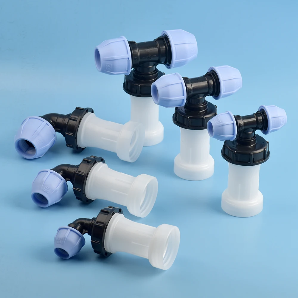 IBC Tank Adapter Kit with Extension Tube,Elbow And Tee Fittings for OD 20/25/32mm PE/PVC Pipe  Garden Irrigation