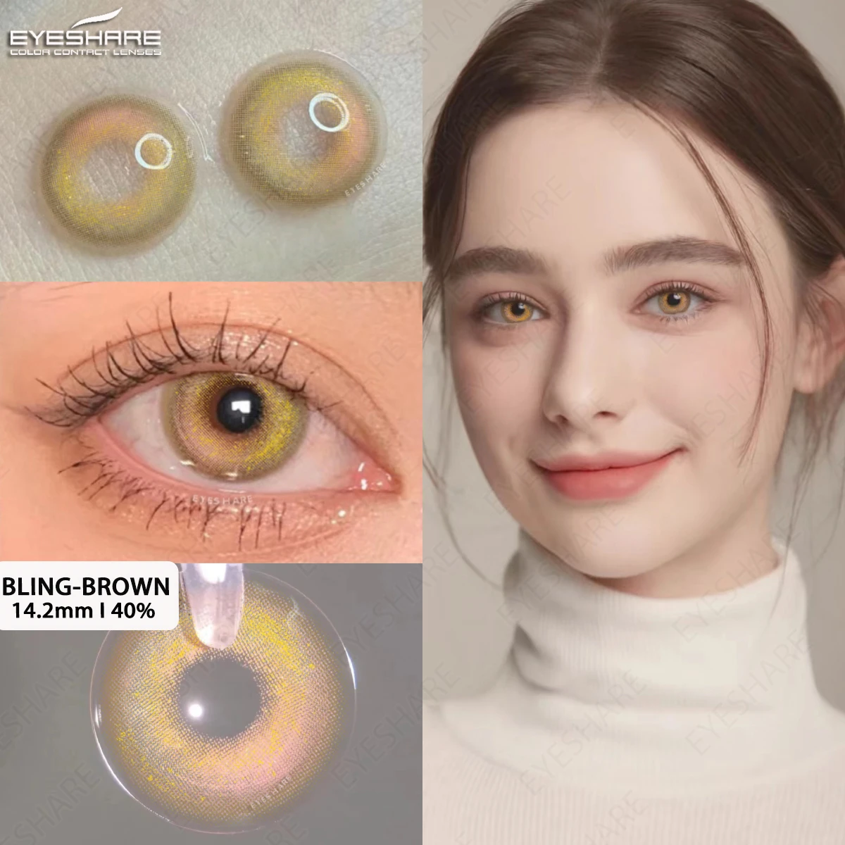 EYESHARE Color Contact Lenses for Eyes 1Pair New Blue Contact Lenses Brown Eye Contacts Lenses Yearly Fashion Beautiful pupil