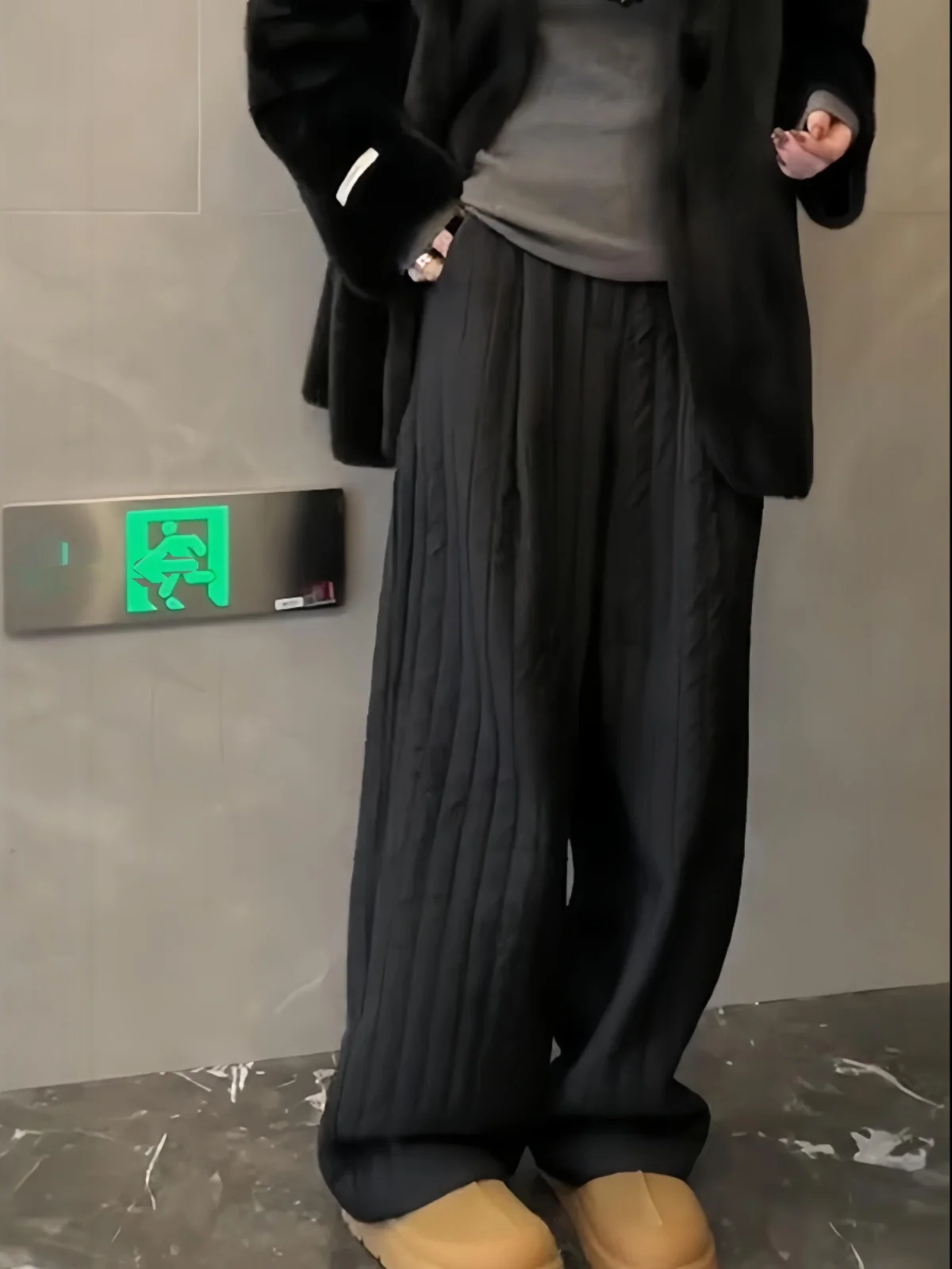 

Глубокие глазки Thi, хлопковые брюки с высокой талией, женские осенне-зимние повседневные широкие брюки больших размеров длиной до пола, теплые длинные брюки