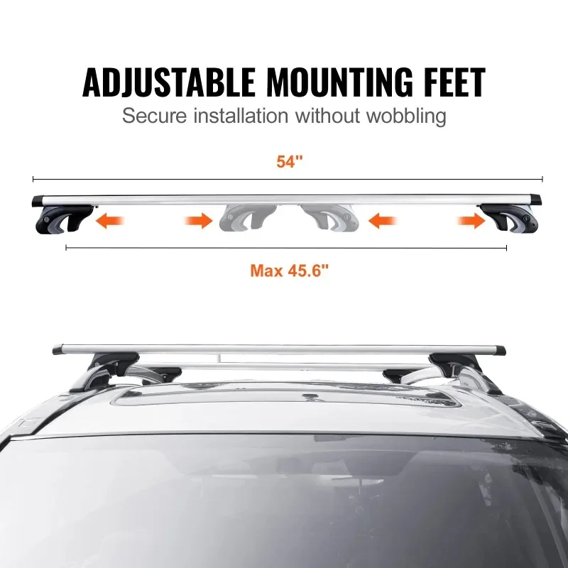 Roof Rack CrossBar Adjustable Aliuminum Roof Rail Crossbar Baggage Luggage Carrier 200LBS  Crossbars for SUVs, Sedans
