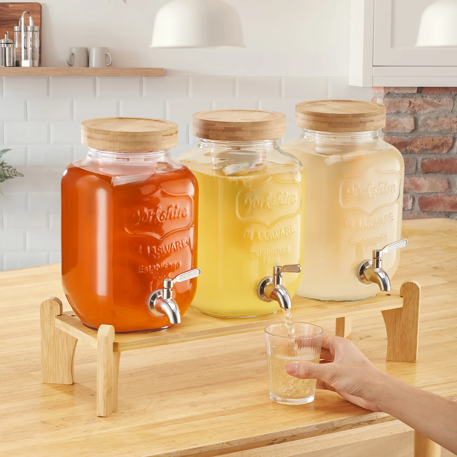 Drink Dispenser 1 Gal Beverage Dispenser for Parties Glass with Stand 2PCS / 3PCS
