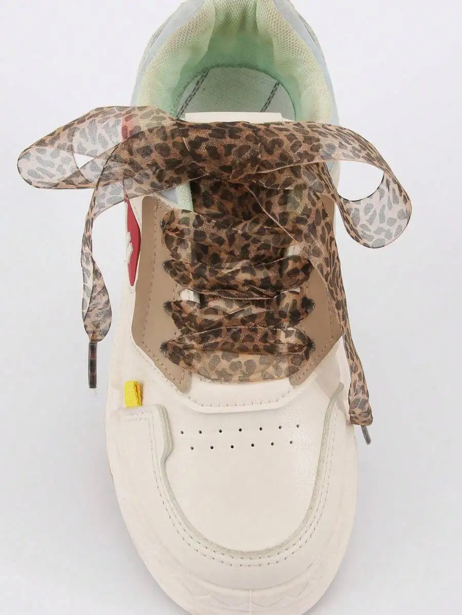 

2 шт. модные шнурки с леопардовым принтом, мягкие атласные ленточные шнурки для кроссовок и повседневной обуви