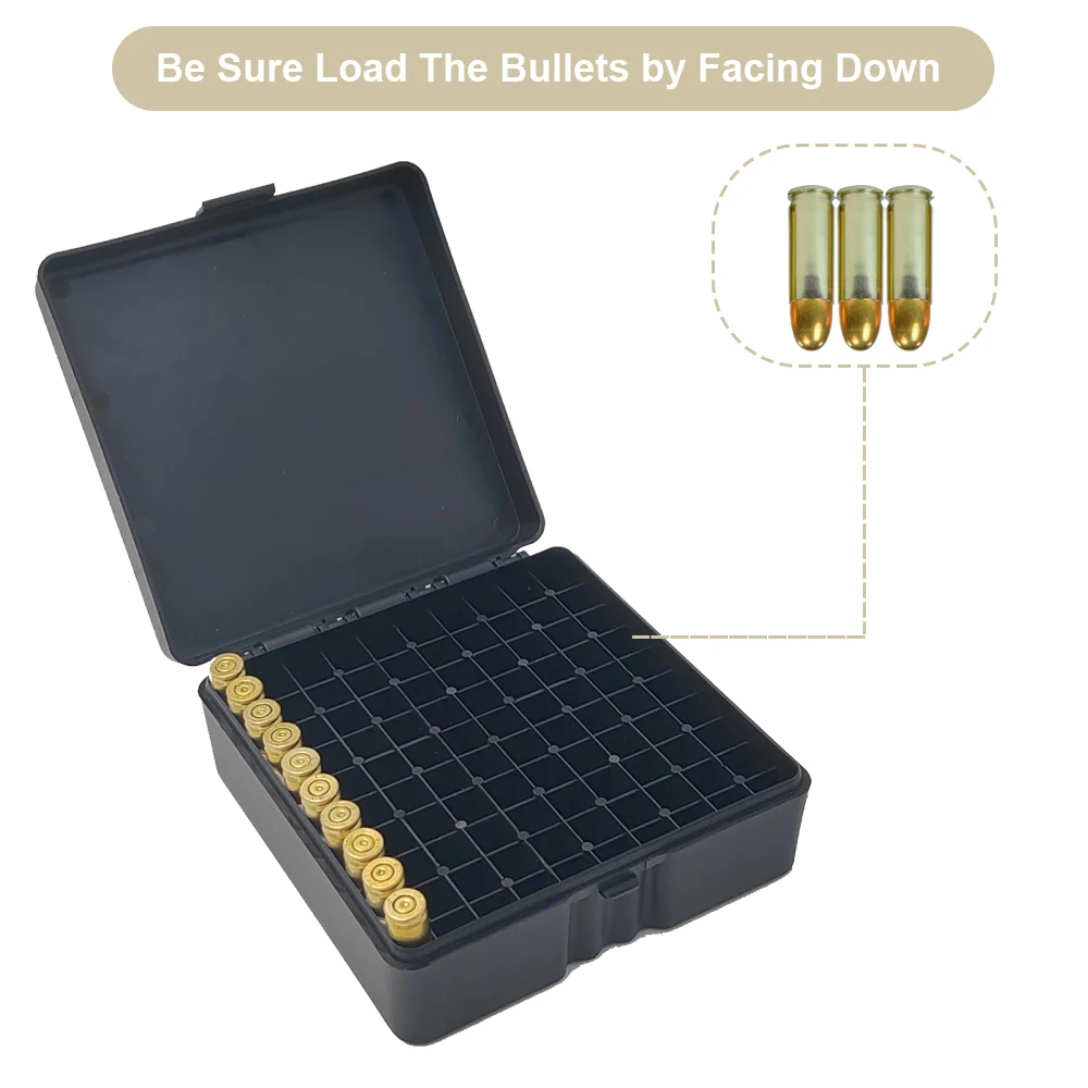 100 Rounds Tactical Ammo Box Bullet Shell Holder Box Rifle Cartridge Storage Case Ammo Can for .38super