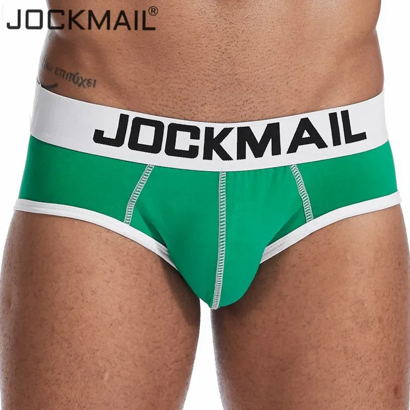 Jockmail men sexy briefs men cotton bikinis slips men underwear tanga hombre encaje bulge pouch thong men clothing Summer shorts