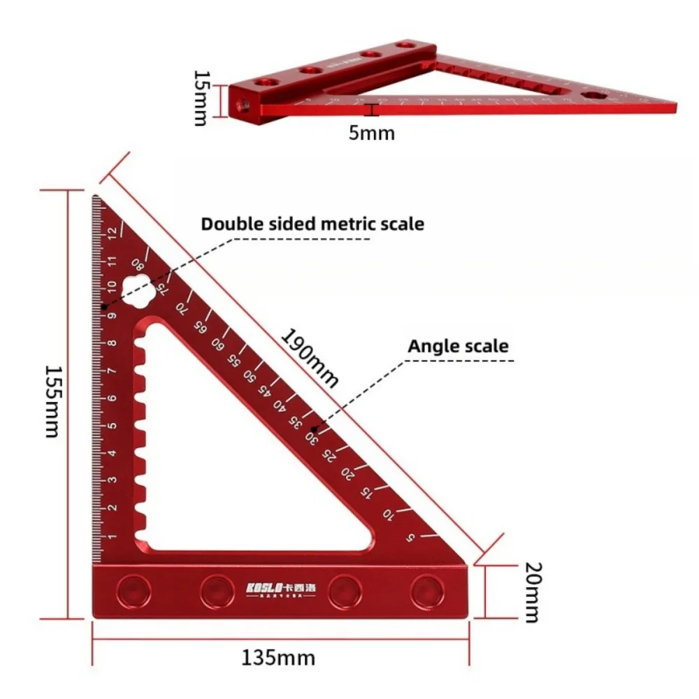 Precision Triangle Angle Protractor Layout Measurement Ruler, 45/90 Degree Right Angle Carpentry Squares Scriber