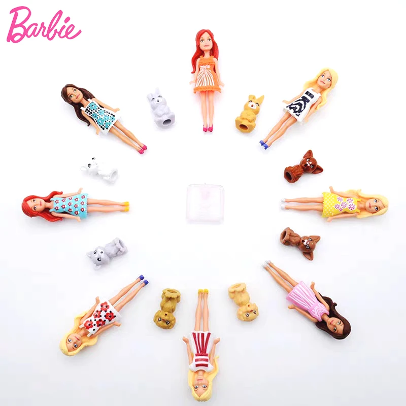 Original Mattel Mini Barbie Doll Pet Series Toys for Girls Princess Dolls Clothes Accessories 10cm Boneca Children Birthday Gift