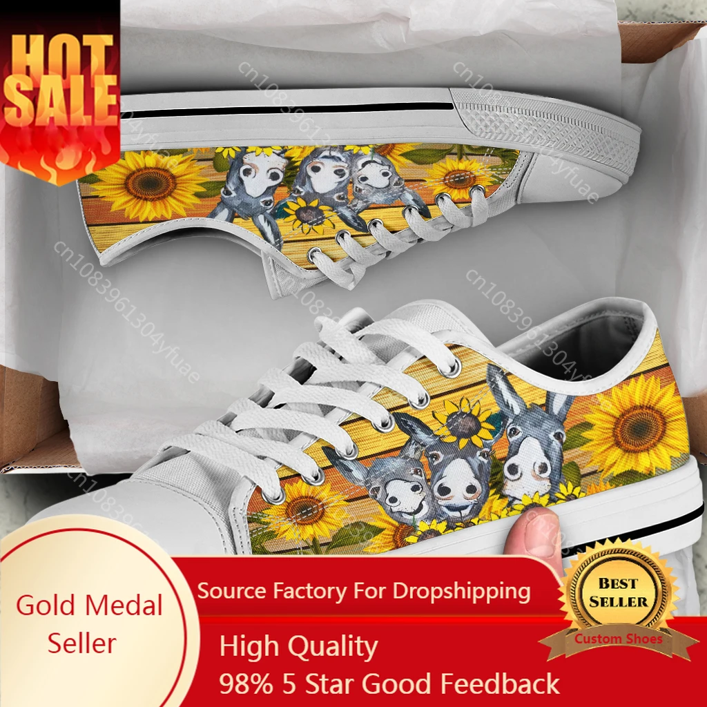 

Sunflower Donkey Cute Vulcanized Sneakers Women Shoes Flat Comfortable Autumn Spring Fashion White Canvas Sneakers Women