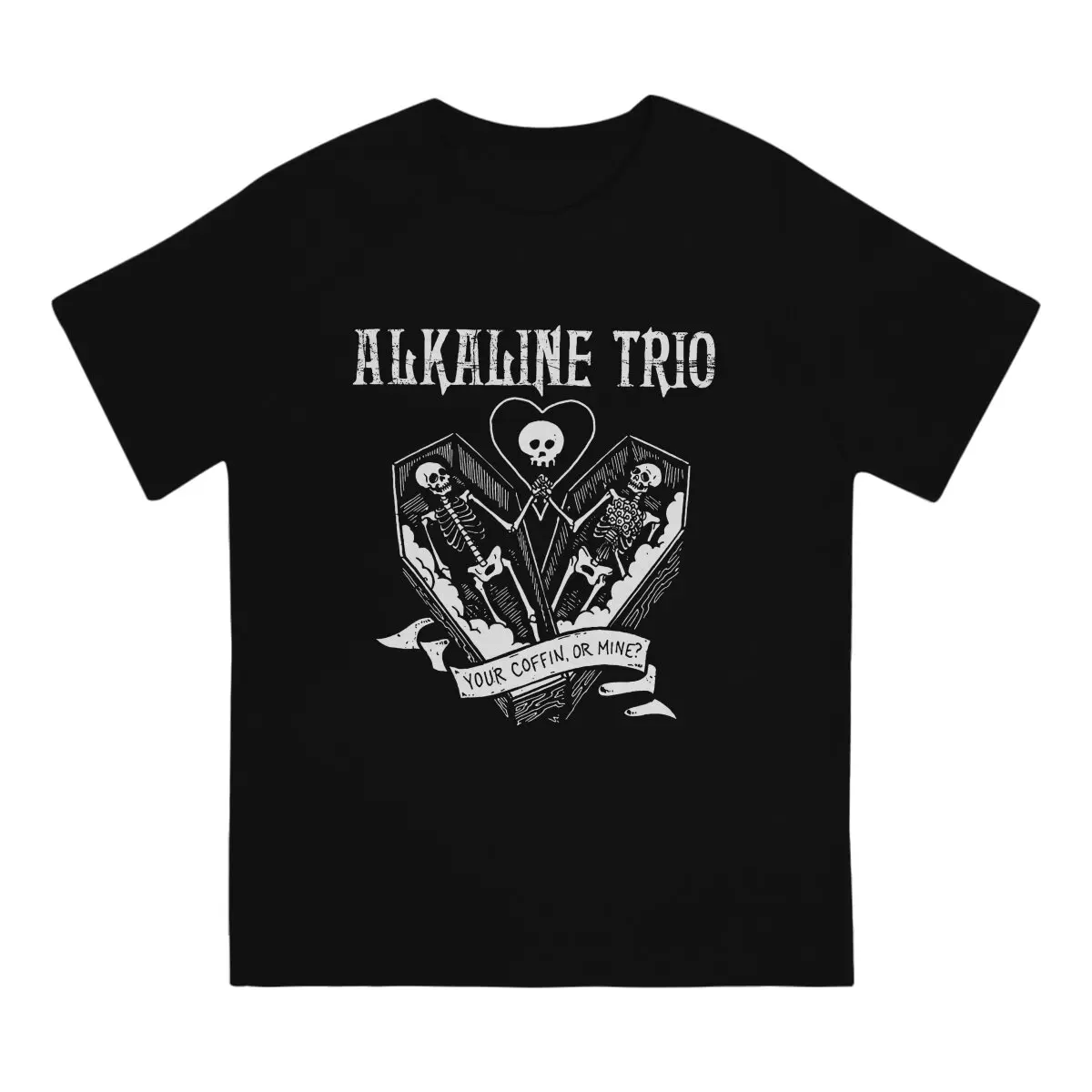 Alkaline Trio Creative TShirt for Men PUNK  Your Coffin Or Mine Round Neck Basic T Shirt Distinctive Gift Clothes Tops