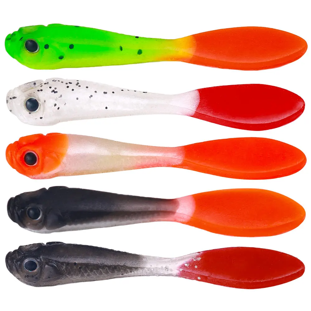 10 Stück 7cm 2,2g Weicher Angelköder Silikon-Paddelschwanz Swimbait Künstlicher Shad Wobbler für Barsch Hecht Forelle Salzwasser