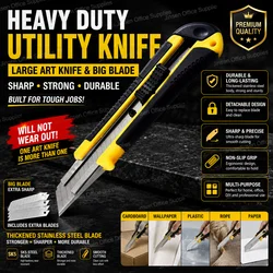 Large Art Knife Large Blade Heavy Stainless Steel Thickened Multi-Purpose Wallpaper Knife Tool Knife Stationery Cutting Supplies