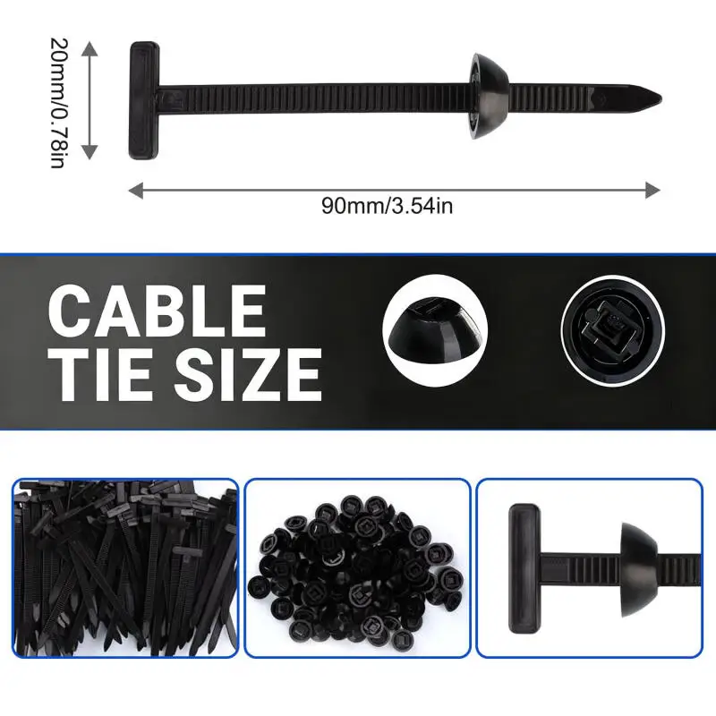 Nylon Cable Ties Buckles Auto Fastener Screw Replacement Clip Car Fenders Trunk Engine Guard Panel Wire Management Tools 20X90mm