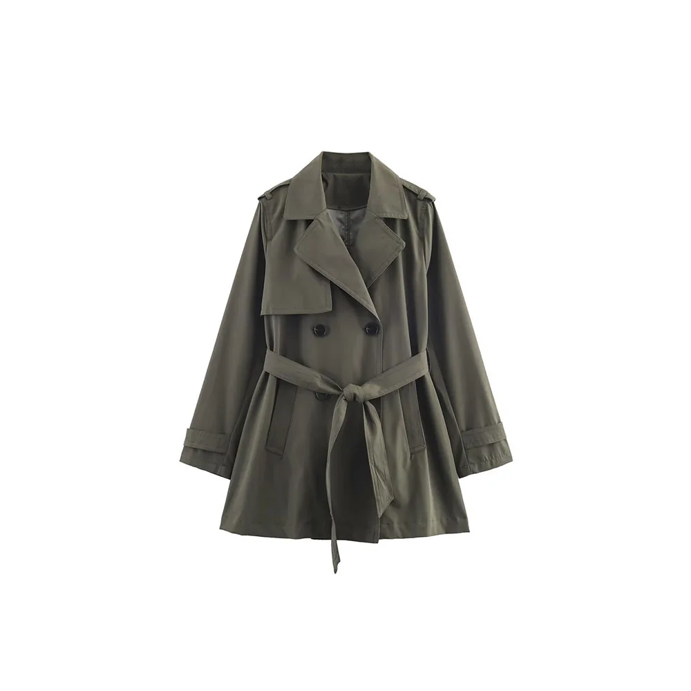 

Осенняя новая женская модная универсальная гидрофобная двубортная ветровка в имитацией стиля