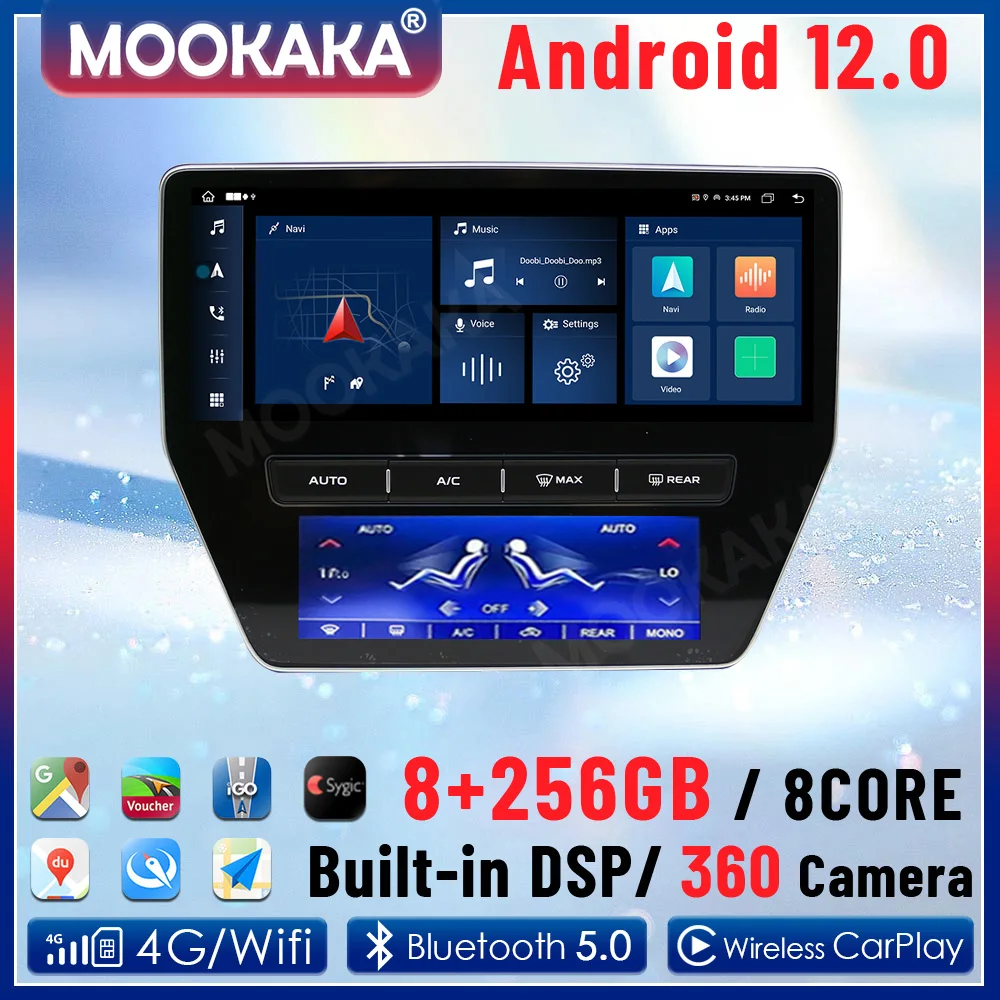 

Android 13 8+256GB Car Multimedia Player For Maserati Quattroporte GT 2007-2015 Auto Radio Audio GPS Navi Dual Screen Head Unit