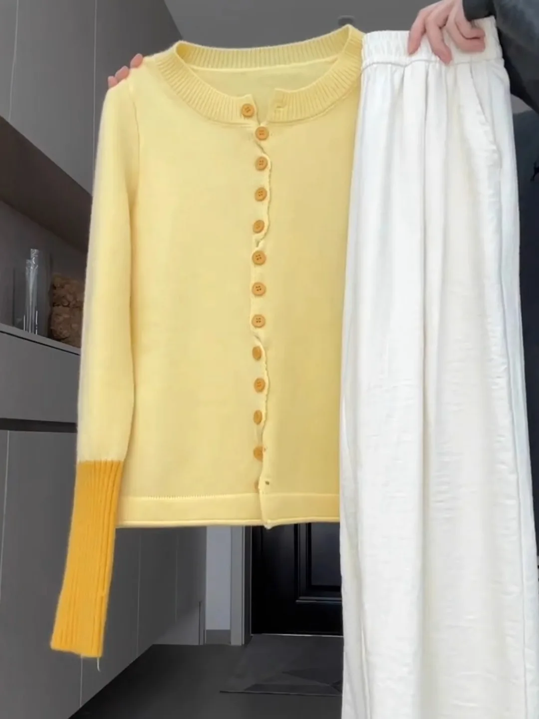 

Мягкий желтый вязаный кардиган, женский облегающий свитер на одной пуговице, цветной свитер Blo Base irt Ele Long Sve Top