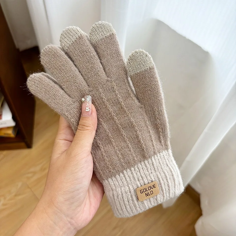

Winter Outdoor Women's Knit Gloves Fashion Girl Knitted Mittens Cycling Hiking Gloves Hand Warmer Accessories Christmas Gift