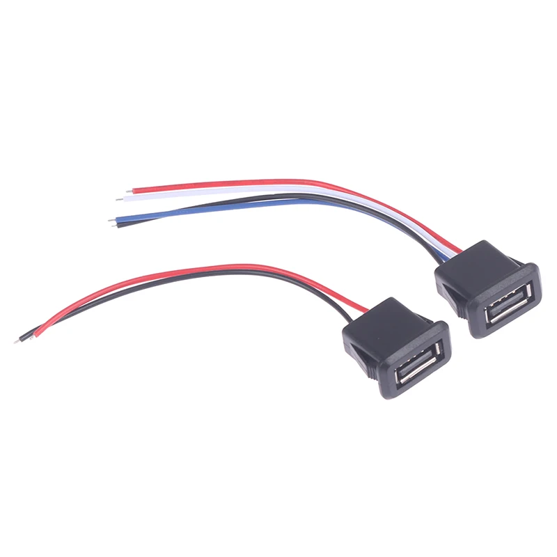 1 قطعة USB 2.0 أنثى مقبس الطاقة USB2.0 موصل منفذ الشحن مع كابل مقبس شاحن USB