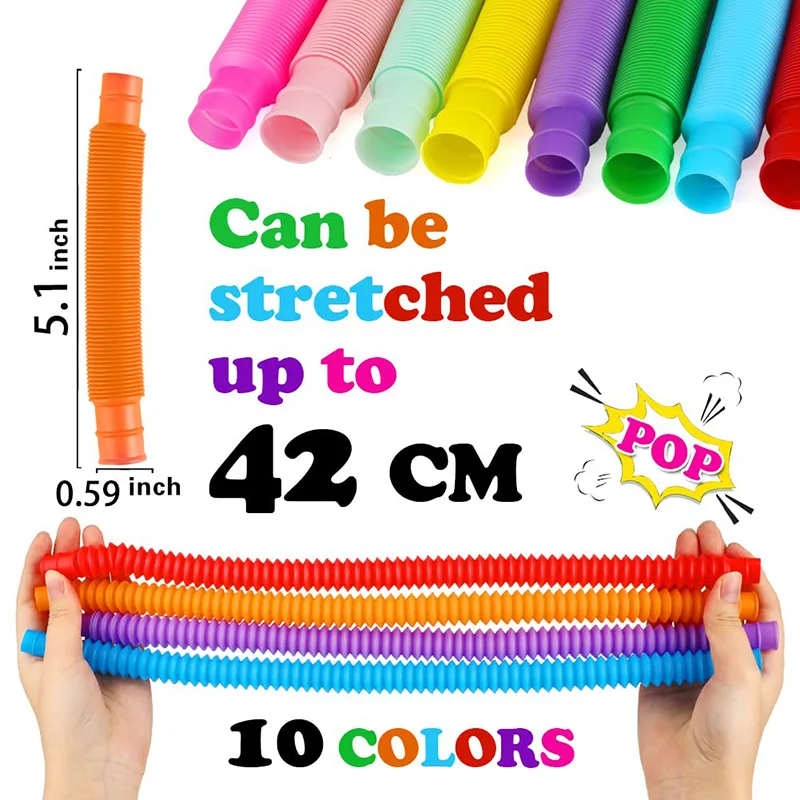 5-80Pcs Colorful Telescopic Tubes Fidget Toys Plastic Sensory Pop Tubes Stress Relief Toys For Kids&Adults Decompression Gifts