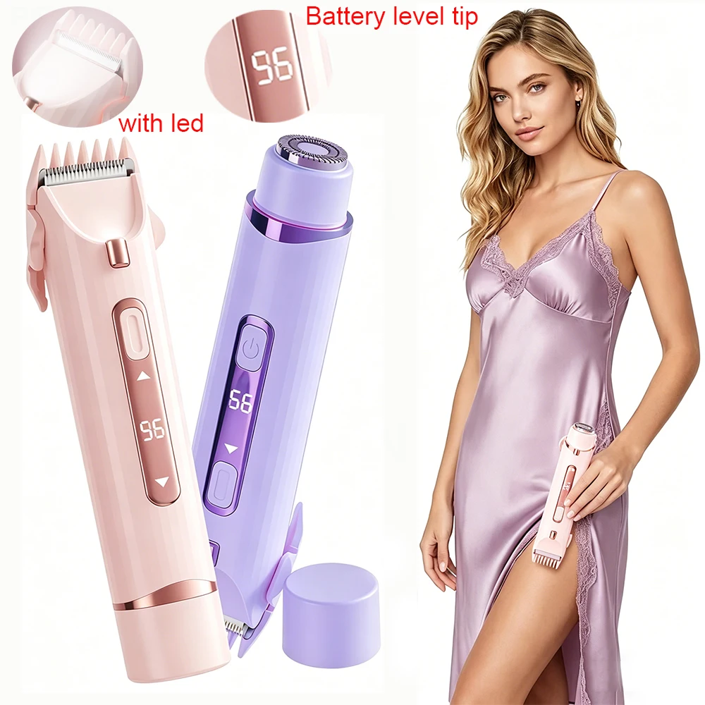 Afeitadora Eléctrica para Mujer, Mini Máquina de Afeitar de Doble Cabezal para Cara, Cuerpo, Bikini, Depiladora Eléctrica Indolora para Axilas y Piernas