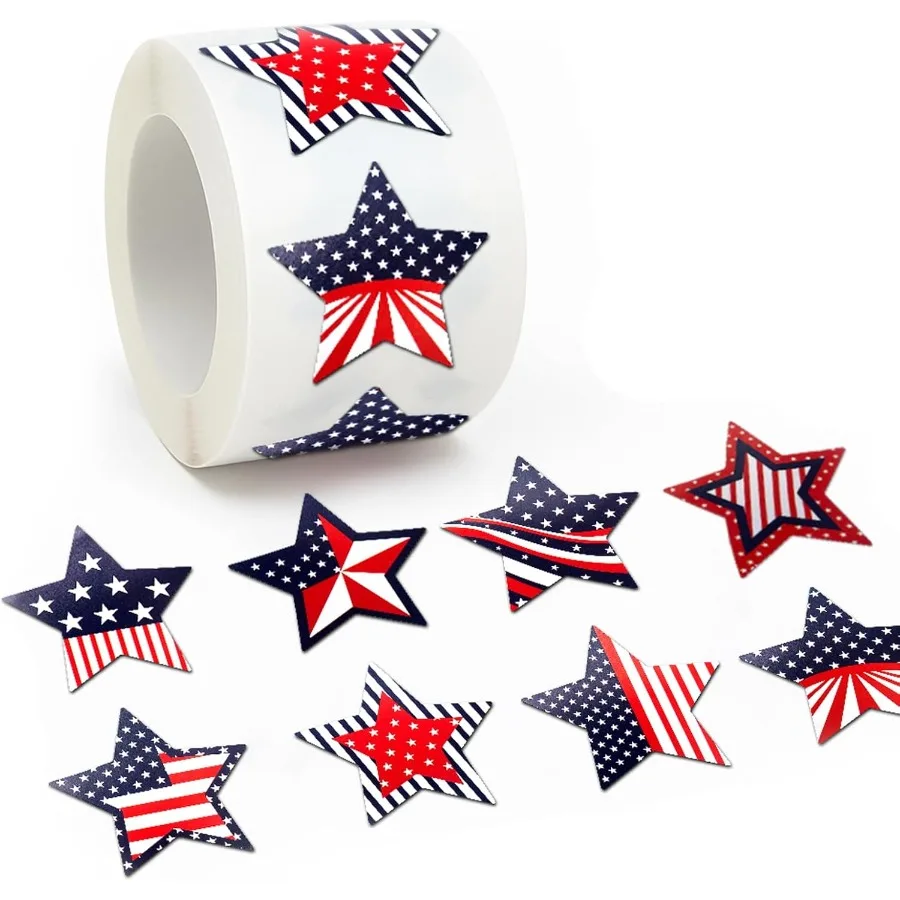 500 عبوة من ملصقات 1.5 شهر يوليو - ملصقات زخرفية وطنية لهدايا وحرف يدوية لحفلات يوم الاستقلال C #1