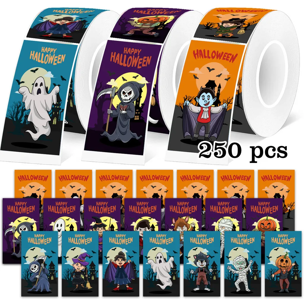 250 Stück Halloween-Graffiti-Aufkleber für gruselige Puppen (3 Stile), selbstklebende PVC-DIY-Aufkleber für Wasserflaschen (Anime Worlds Store)