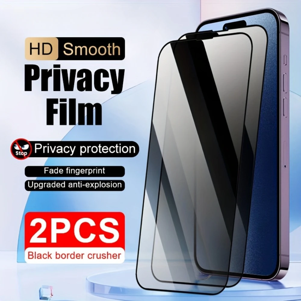 2 Stücke Anti Spy Gehärtetes Glas Für iPhone 15 16 14 13 12 11 Pro Max Displayschutzfolie Für iPhone X XR XS Max 13 12 Mini 15 16 Plus
