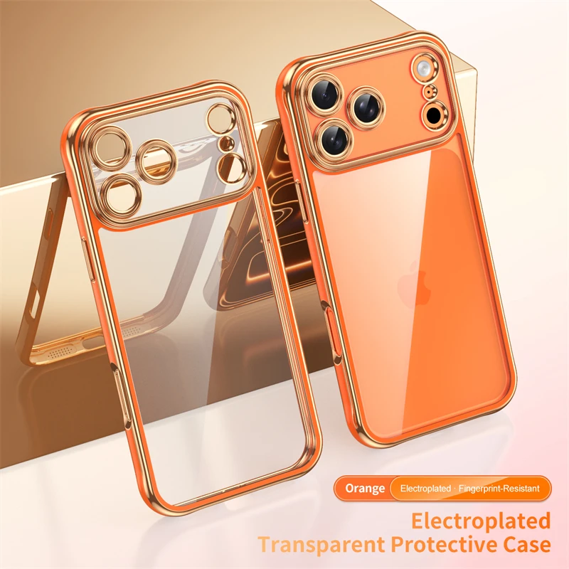 Luxuriöse galvanisierte stoßfeste transparente Hülle für iPhone 17 16 E 15 14 13 Pro Max 17E Air Plus mit Kameraschutz