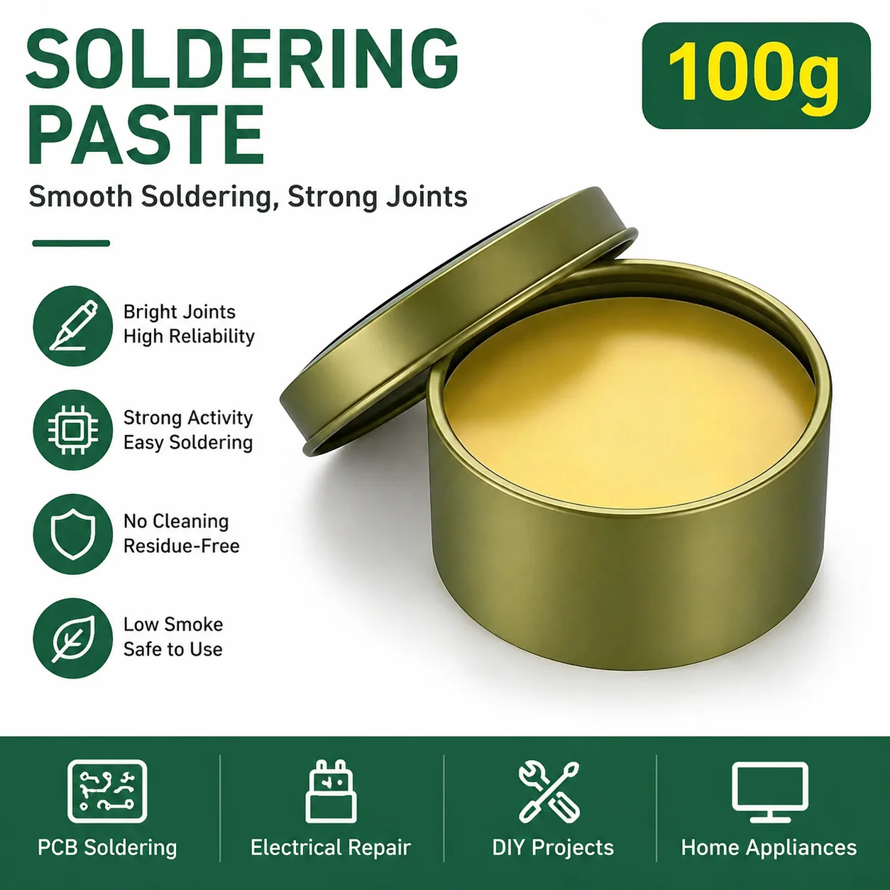 Pâte à souder à la colophane 10g/30g/100g, flux de soudage sans plomb, pâte de réparation pour fer, pâte à souder à l'étain, huile de soudage, flux de soudure