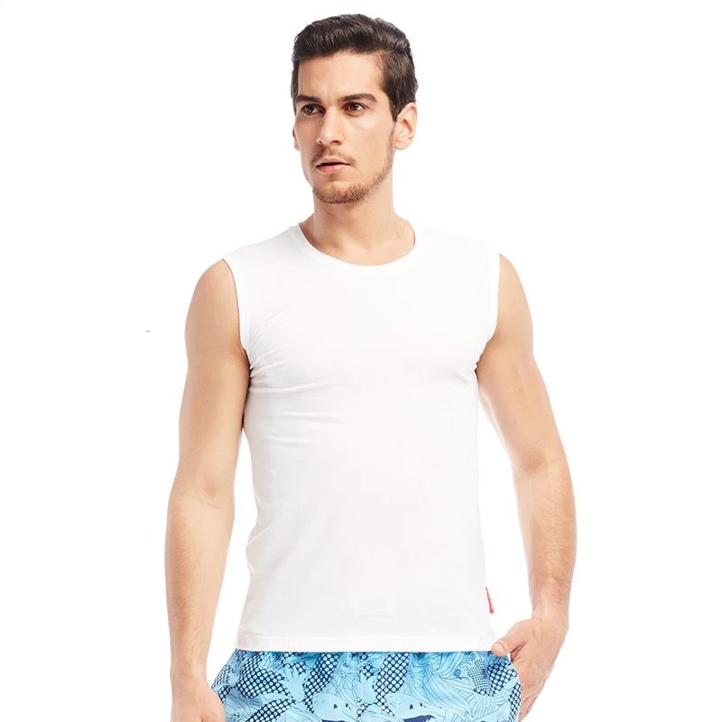 1/3 Men's Wide Shoulder Tank Top Four Seasons Youth Classic Solid Color T-shirt Sports Comfort Home Basic Multi Purpose Top