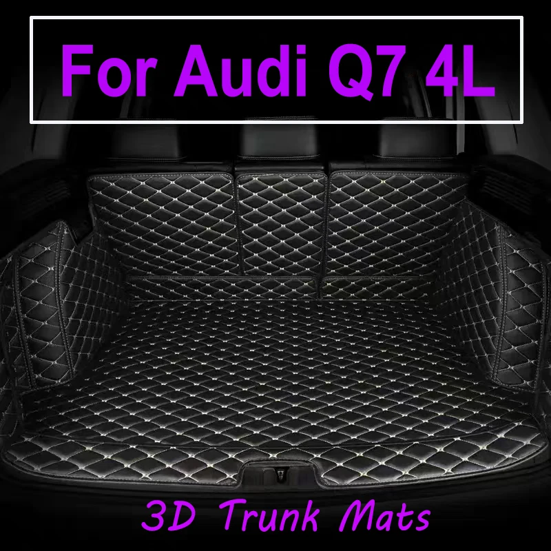 Car Trunk Mat For Audi Q7 4L MK1 2005~2015 Leather Car Trunk Mats Cargo Tray Trunk Waterproof Protective Pads Car Accessories