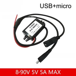 DC 8V 12V 24V 48V 60V 90Vto 5V 5A  DC Step Down Converter 25W USB  C Micro Buck Power Supply Mobile Phone Charging