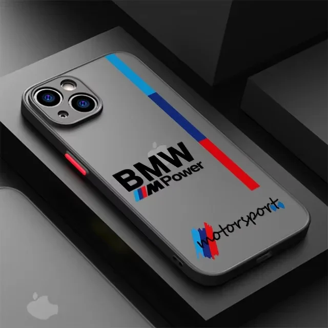 B Luxury M Sports W Car Phone Case For iPhone 16 15 14 13 12 11 Mini Pro Max X XR XSMax 7 8 Plus Matte Transparent Cover