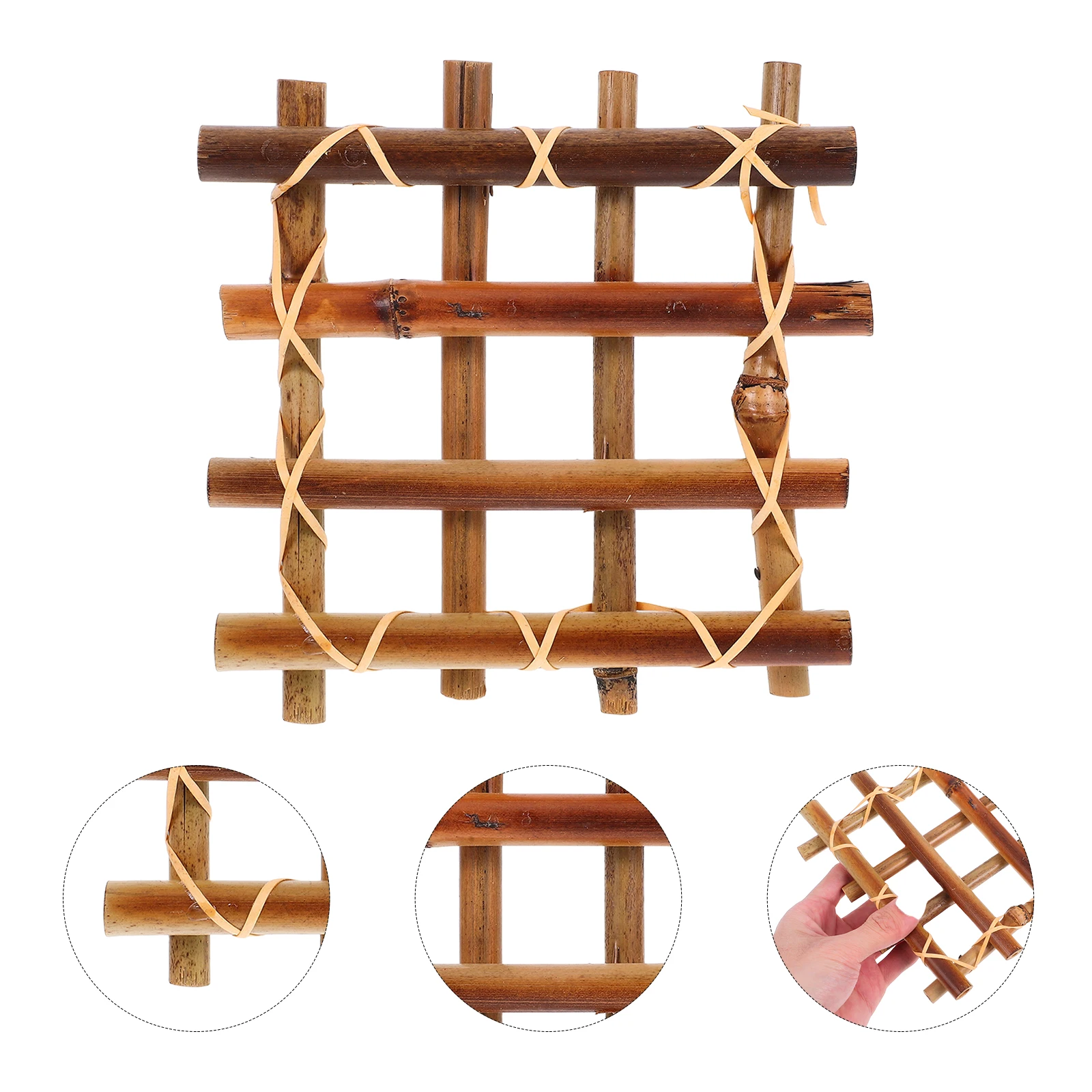 

2 Pcs Fence Bamboo Flower Bed Fencing Garden Borders Decor Miniature Brown Ornament Privacy