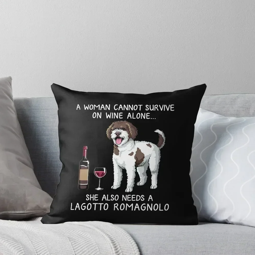 

Lagotto Romagnolo and wine Funny dog Throw Pillow Pillow Covers Decorative Anime Cushions For Sofa Sofas Covers pillow