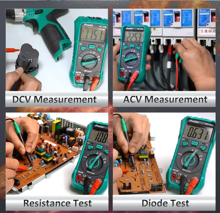 Pro'sKit MT-1236 3-5/6 True RMS digital display multimeter overload protection data saving function