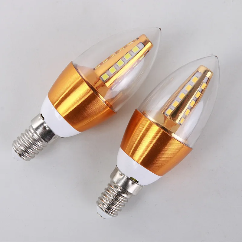 Alumínio LED Candle Bulb, Energy Saving Lamp, Bubble Tail Puxando, Blister, impermeável, alumínio, bola, E14, 220V, 5W