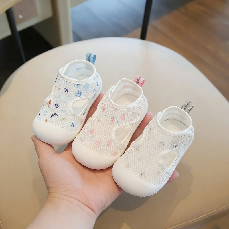Kids Baby Summer Mesh Breathable Shoes Anti-collision Soft Sole First Walker Unisex Lightweight Velcro Sandals