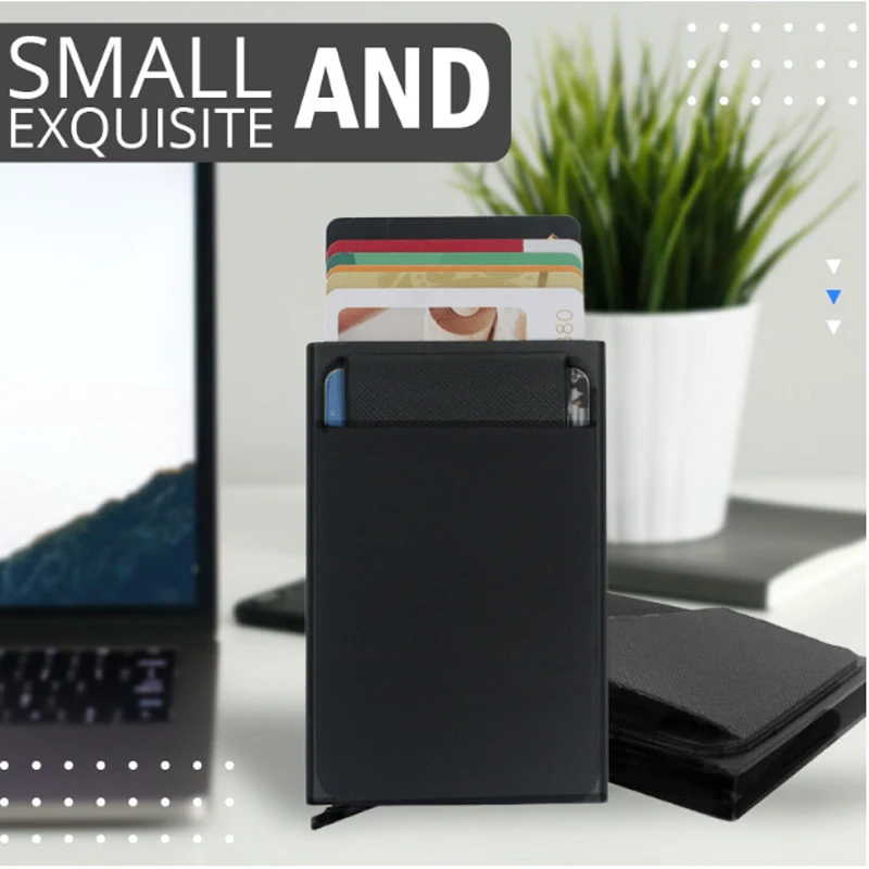 ID Card Holder RFID Card Holder Pop-up Slim Aluminum Wallet Elastic Back Pocket ID Credit Card Holder Protect Travel ID Card