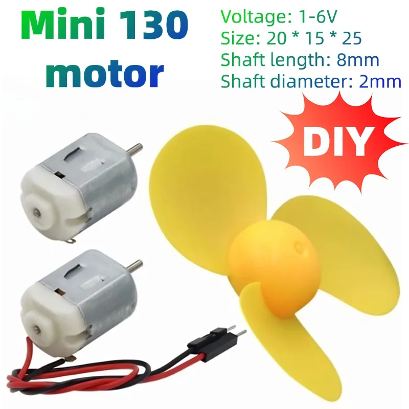 

5pcs 130 Micro DC Motor 1-6V High Speed, for DIY Projects RC Car Robot, Small Electric Motor with 72mm Propeller