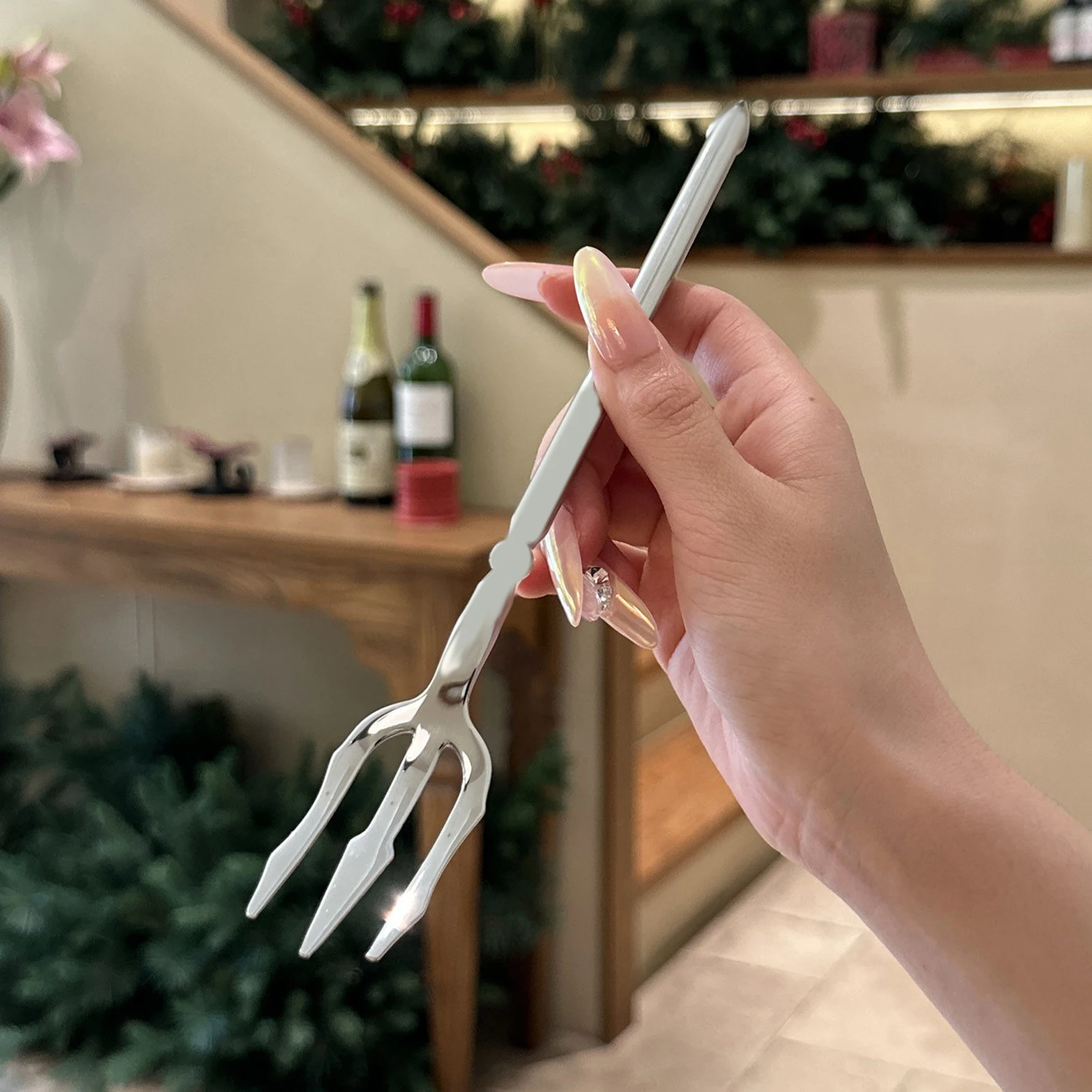 Silvere/Golden Flatware 304/410 Stainless Steel Dinner Fork Camping Dinnerware Salad Pasta Tableware Eating Kitchen Utensils