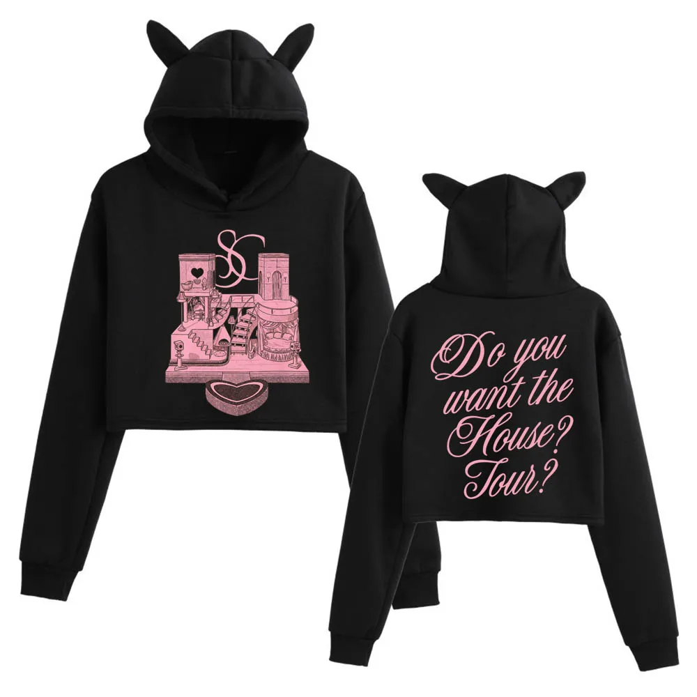 سابرينا كاربنتر هاوس جولة 2025 المحاصيل القمم آذان القط البلوز طويلة الأكمام الفتيات الأزياء هوديي #1