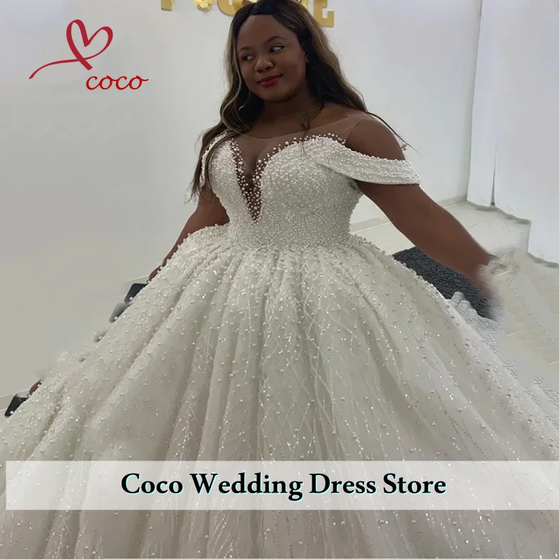 

Customized Wedding Dresses Beaded pearl lace plus-size length ball gown vestidos de novia свадебное платье