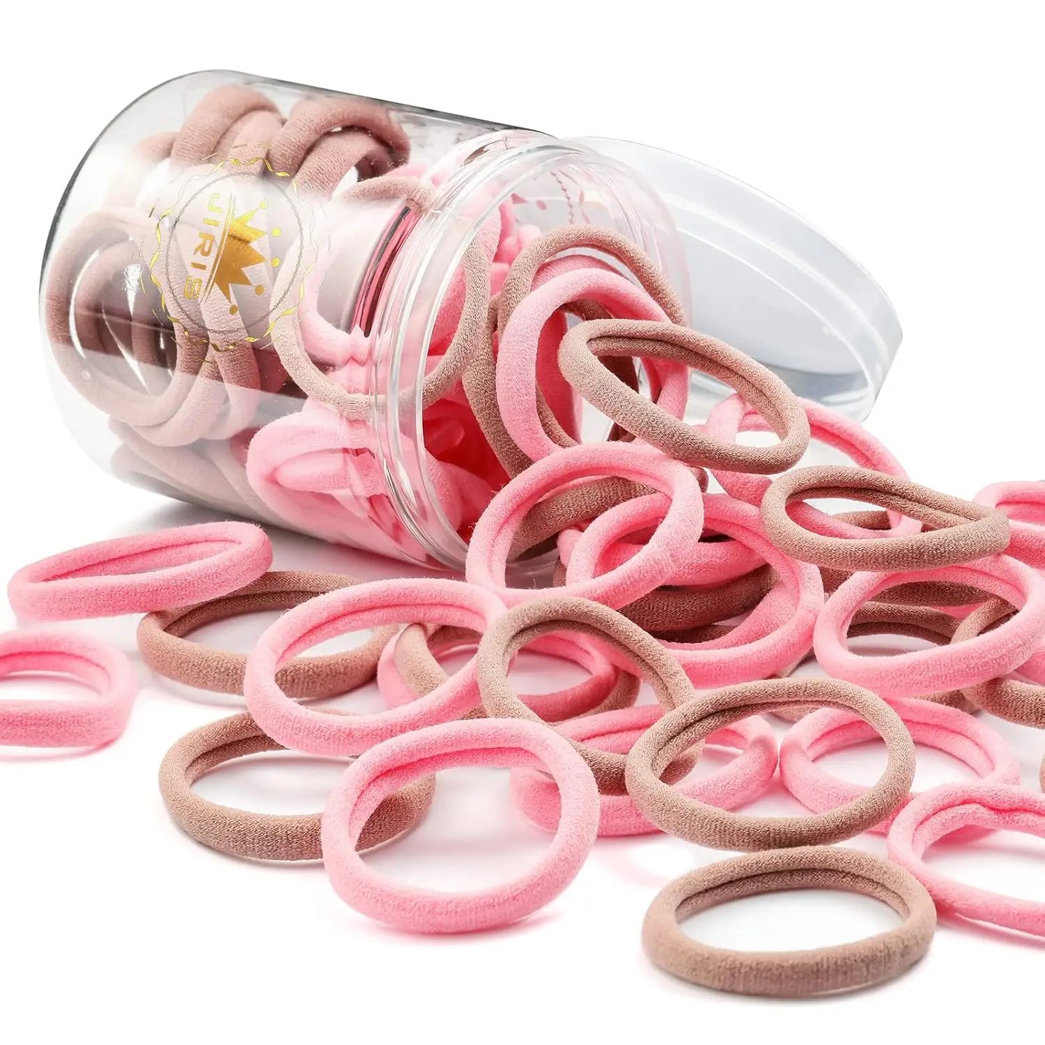 

50Pcs Seamless Hair Ties for Women - Soft, No Crease Ponytail Holders for Thick & Curly Hair, Pink