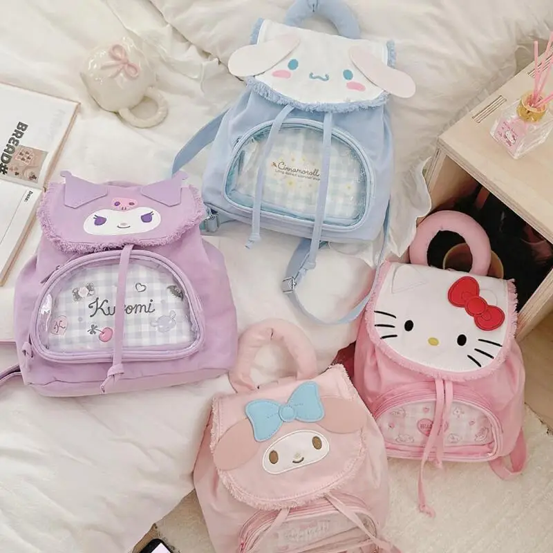 

Cute Cartoon Kawaii Sanrioed Kuromi My Melody Cinnamoroll Hello Kitty Pain Bag Backpack Canvas Bag Gift