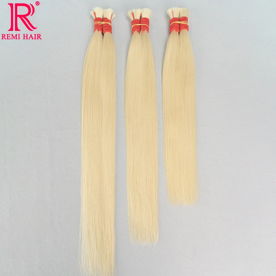 613 Real Human Hair Extensions no Weft Honey Blond Hair Bulk Vietnamese Virgin Crochet Hair Straight Weaving Hair for Braiding