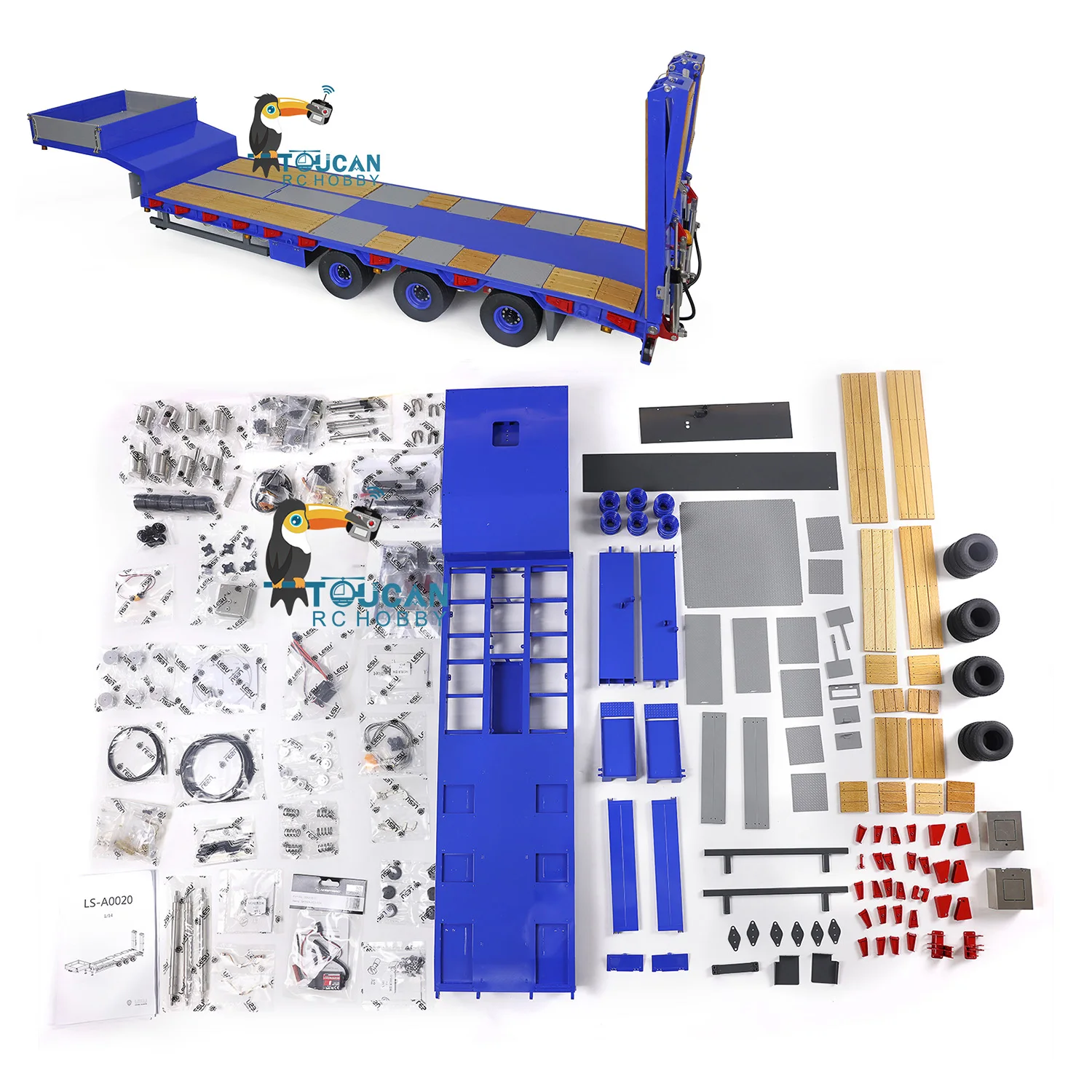 1/14 LESU Metal Trailer Kit Painted Hydraulic Pump Valve ESC Electronic Lifting For RC Tractor Trucks Dumper Cars Toys THZH1281