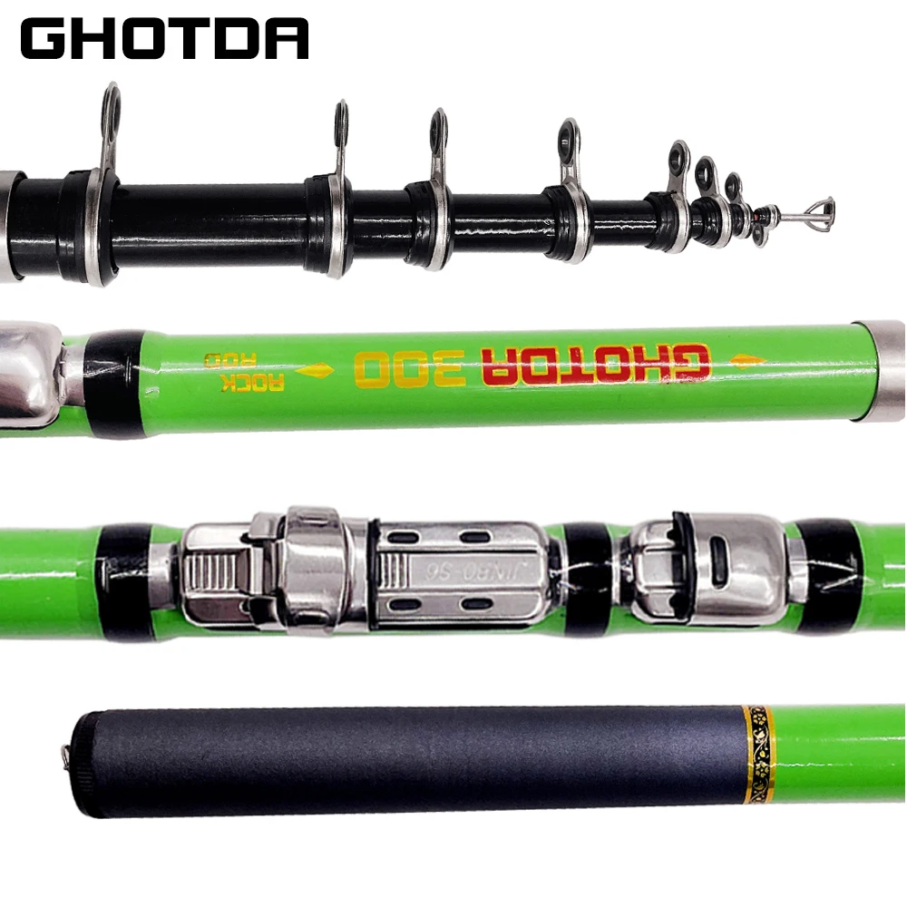 1.5m-3m Sliding Floating Rod M Power Rock Fishing Rod High Carbon Rod Sea Mullet Black Snapper Rods Green Pesca Mar Surfcasting